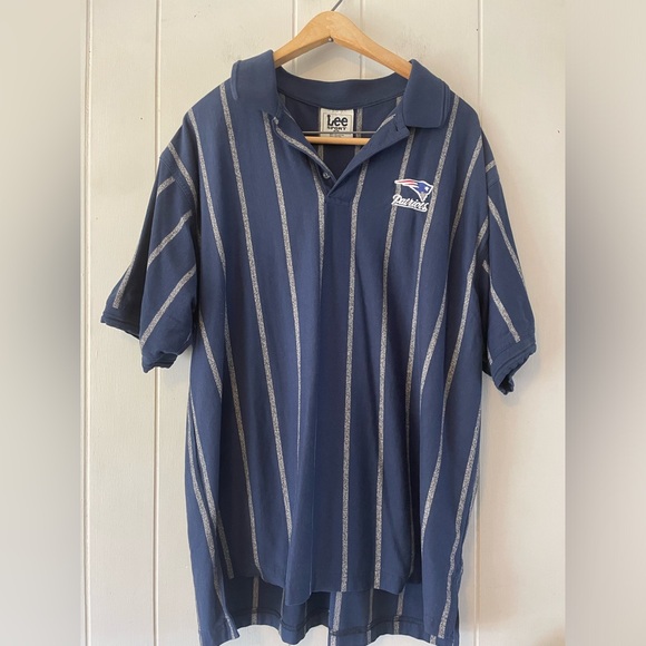 VTG 90’s Lee Sports Patriots Striped Polo Size XL - Picture 1 of 10